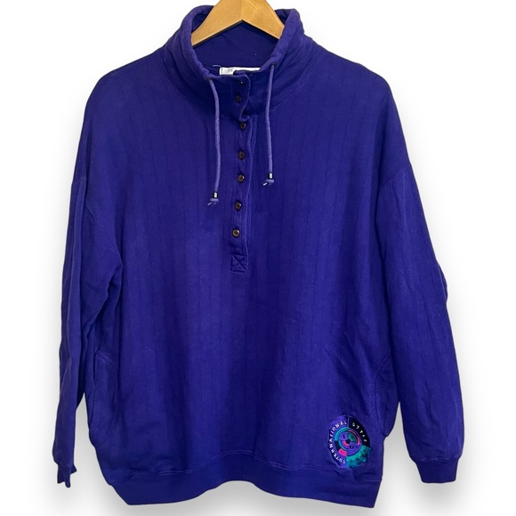 Vintage‎ The Limited Women's Pullover Sweatshirt Top High Neck Size L Purple 90s - Picture 1 of 9